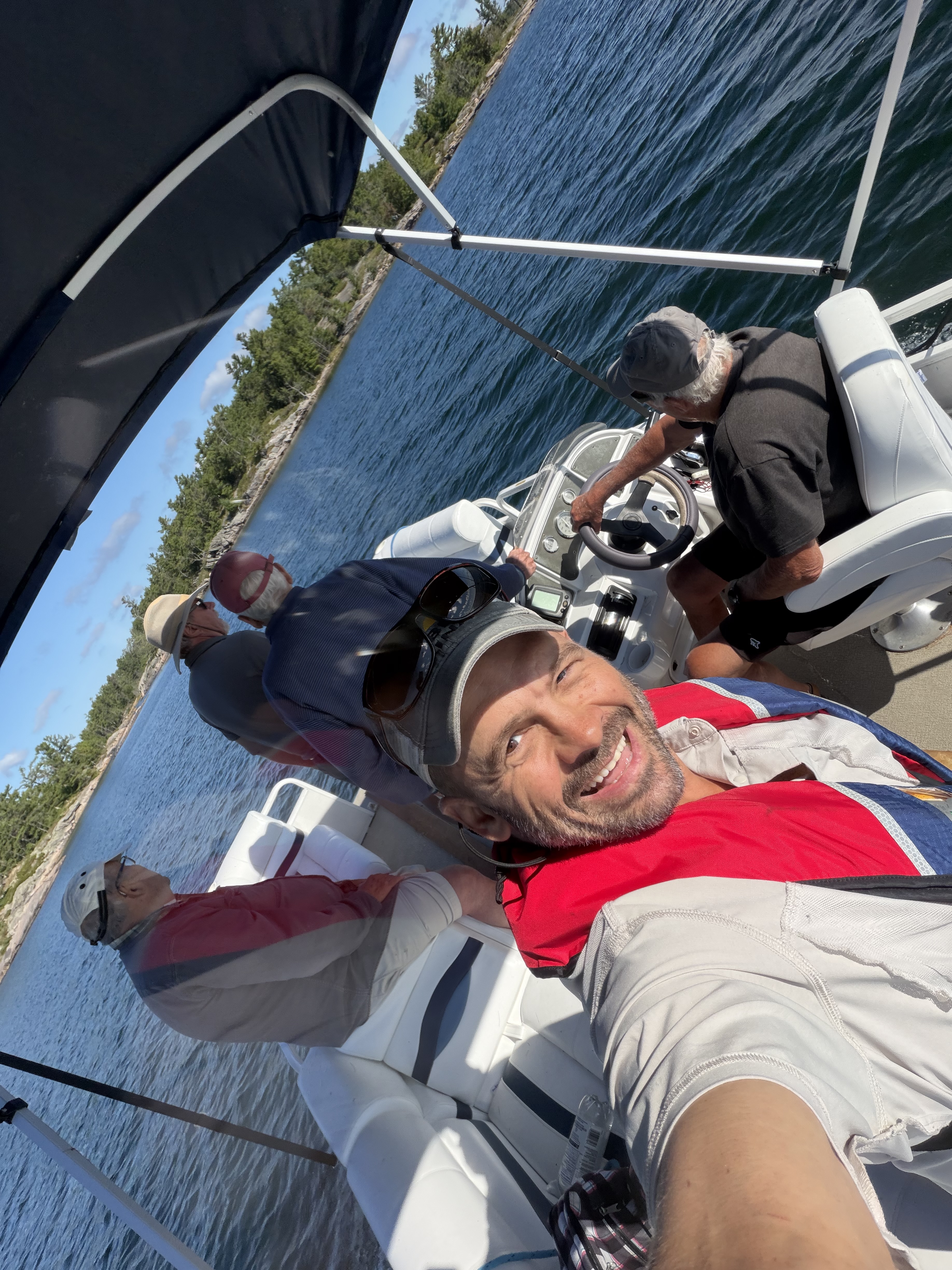 Jordan aboard a boat