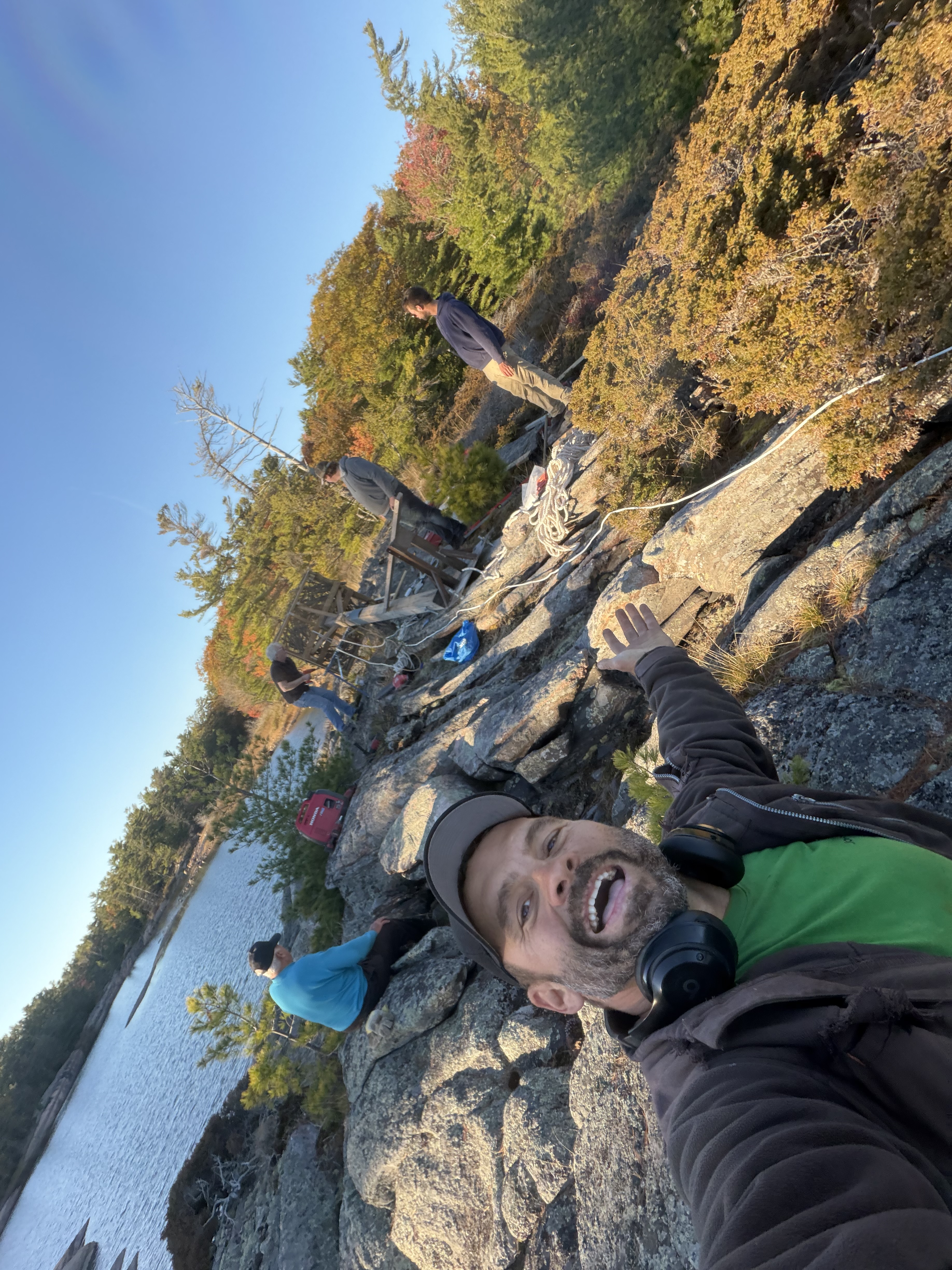Jordan and volunteers working on the Franklin Island osprey nesting platform